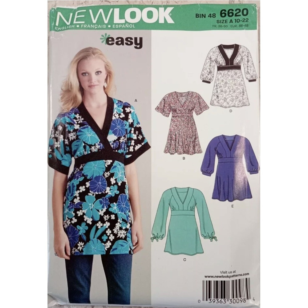 NEW LOOK 6620 Simplicity Pattern 2006 UNCUT Tunic High Waist Kimono Sz A 10-22